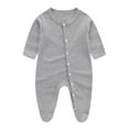 thumbnail image 1 of BLCHUNen Baby Bodysuits for 0-12 Months Long Sleeve Cotton Button down Cardigan Crew Neck Lightweight Lounge Sleep Nightwear Casual Baby Rompers, 1 of 2