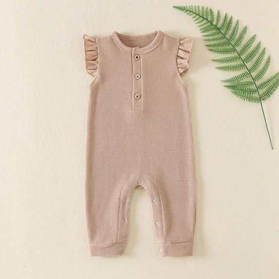 BLCHUNen Baby Girls Boys Rompers for 0-12 Months Sleeveless Crew Neck Pull on Stretch Lightweight Casual Outing Home Lounge Trendy Crawling Suit