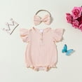 thumbnail image 1 of BLCHUNen Baby Jumpsuits Crew Neck Pullover Ruffle Lightweight Casual Lounge Sleep Outing Trendy Newborn Bodysuits for 0-18 Months, 1 of 8