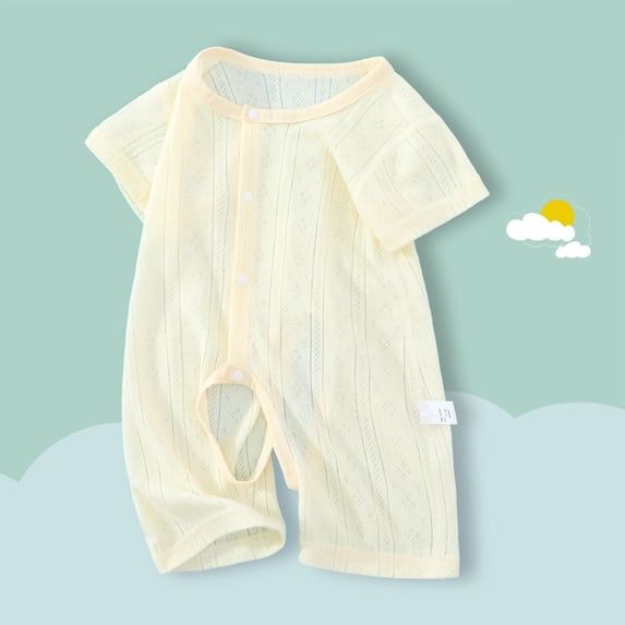 BLCHUNen Baby Jumpsuits for Infants Button down Crew Neck Cotton Loose Lightweight Outing Lounge Sleep Casual Summer Rompers