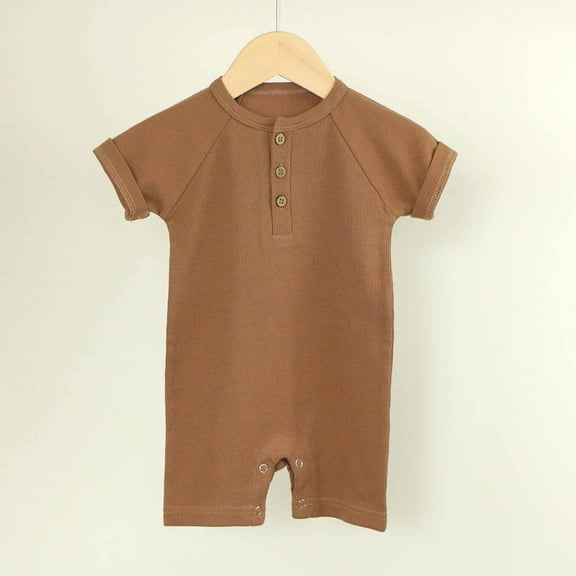 BLCHUNen Baby Rompers Crew Neck Pull on Lightweight Breathable Stretch Casual Lounge Sleep Nightwear Trendy Summer Baby Jumpsuits for 0-12 Months