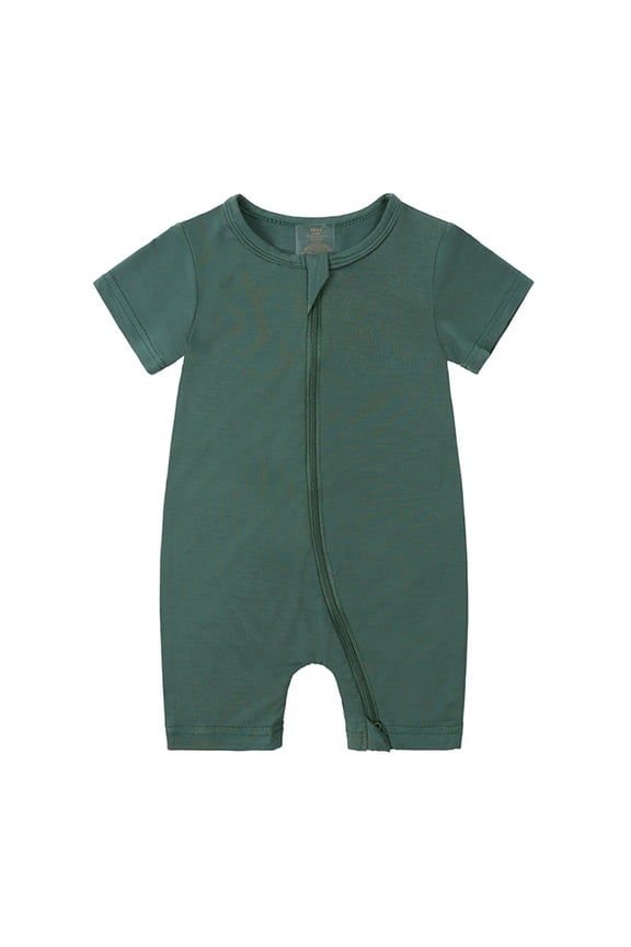 Baby Rompers for Infants Crew Neck Full Zip up Breathable Stretch Lounge Outing Trendy Newborn Jumpsuits for 0-24 Months
