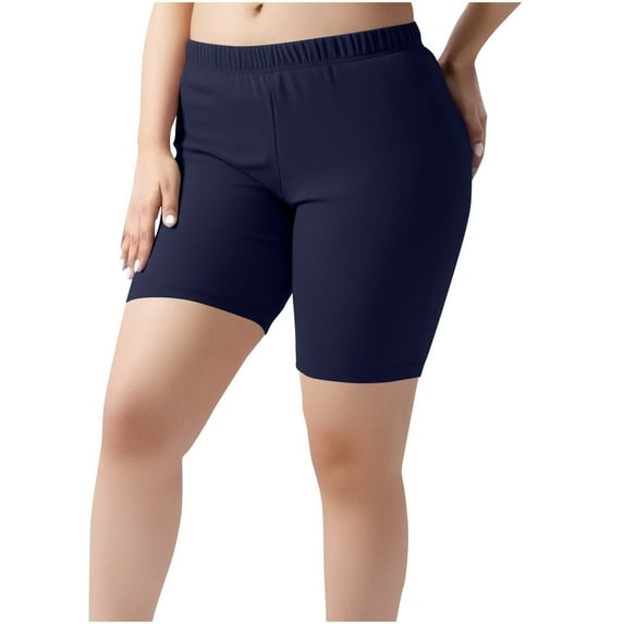 BLCHUNen Bikers Shorts for Women Plus Size Knee Length Stretch Slim Fitted Breathable Casual Lounge Sports Yoga Shorts