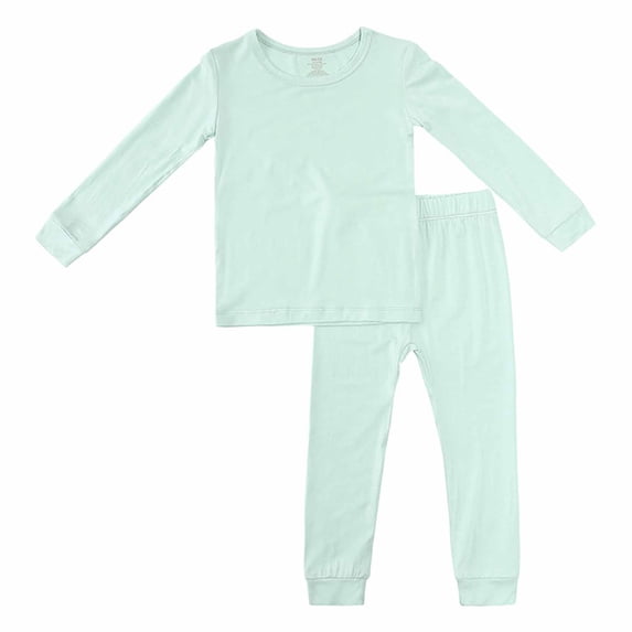 BLCHUNen Boys Girls 2 Piece Outfits Long Sleeve Casual Loose Tops Elastic Waist Pull on Pants Loungewear Clothing Sets,100,Green