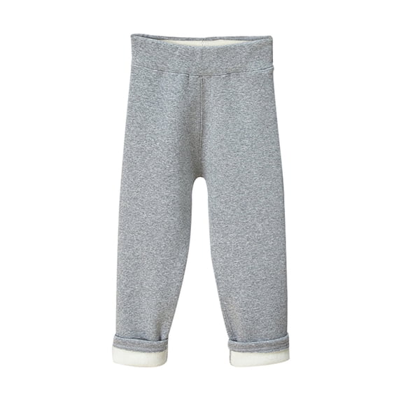 BLCHUNen Boys Girls Leggings Fleece Lined High Waisted Leggings Casual Fitting Solid Color Warm Thickening Pants,Gray