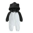 thumbnail image 1 of BLCHUNen Boys Girls Romper Newborn Clothes Zip up Hooded Long Sleeve Jumpsuit Color Block Cotton Comfortable Bodysuit,Black, 1 of 7