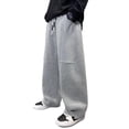 thumbnail image 1 of BLCHUNen Boys Wide Leg Sweatpants Fleece Lined Children Teen Clothes Drawstring Casual Loose Athletic Gym Pants with Pockets,Gray1, 1 of 9