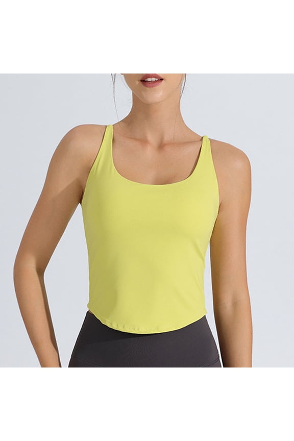 Built in Bra Tank Tops for Women Square Neck Pullover Slim Fitted Stretch Sports Active Gym Athletic Trendy Yoga Tops