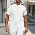 thumbnail image 1 of BLCHUNen Button Down Shirt for Men Summer Mock Neck Tops Short Sleeve Loose Fitting Casual Tee Shirts with Pocket, 1 of 6