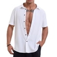 thumbnail image 1 of BLCHUNen Button Down Shirts for Men Short Sleeve Turn Down Summer Casual Tops Beach Vacation Plain Tee Shirts, 1 of 9