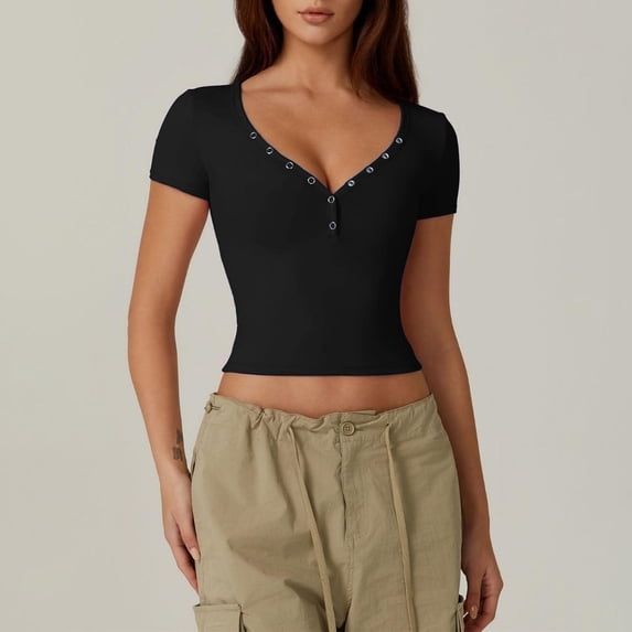 BLCHUNen Button down Shirt for Women Lightweight V Neck Casual Breathable Summer Sports Active Workout Tops