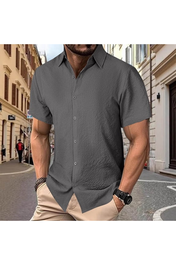 Button down Shirts for Men Casual Short Sleeve Trundown Collar Lightweight Outdoor Relaxed Summer Button down Shirts