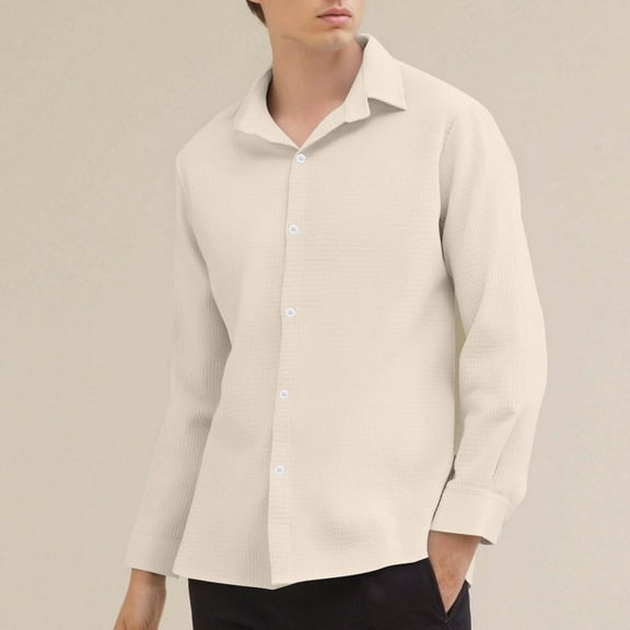 BLCHUNen Button down Shirts for Men Long Sleeve Turndown Collar Casual Lightweight Breathable Office Work Shirts