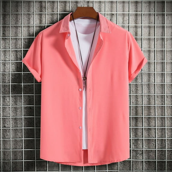 BLCHUNen Button down Shirts for Men Short Sleeve Cardigan Turndown Collar Casual Lightweight Summer Tops