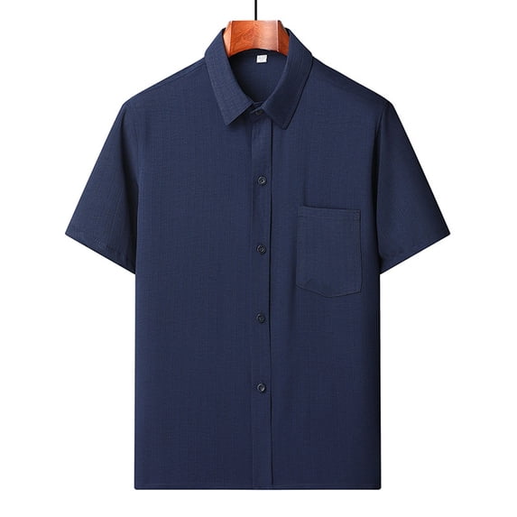 BLCHUNen Button down Shirts for Men Short Sleeve Loose Fitting Summer Casual Work Wear Basic Tops with Pocket