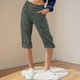 thumbnail image 1 of BLCHUNen Capri Pants for Women Botton Flat Front Work Wear Loose Straight Leg Business Casual Pants with Pocket, 1 of 4