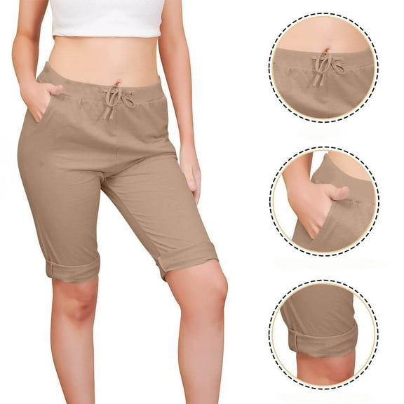 BLCHUNen Capri Pants for Women Casual Lightweight Loose Stretch Drawstring Elastic Waist Workout Active Sports Pants with Pockets