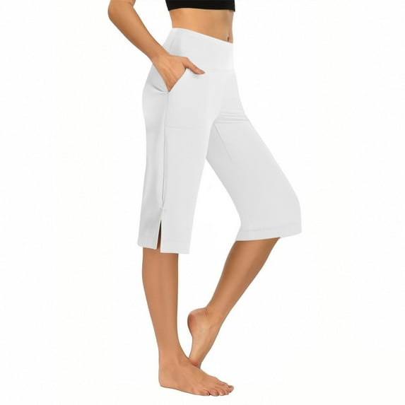 BLCHUNen Capris Pants for Women Slim Fitted Lightweight Stretch Breathable Workout Sports Active Athletic Yoga Pants with Pockets