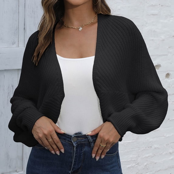 BLCHUNen Cardigan Sweaters for Women Cropped Ribbed Knitted Casual Lightweight Open Front Long Sleeve Outwear