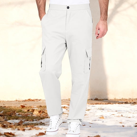 BLCHUNen Cargo Pants for Men Casual Elastic Waist Loose Breathable Athletic Gym Sports Workout Pants with Multi Pocket