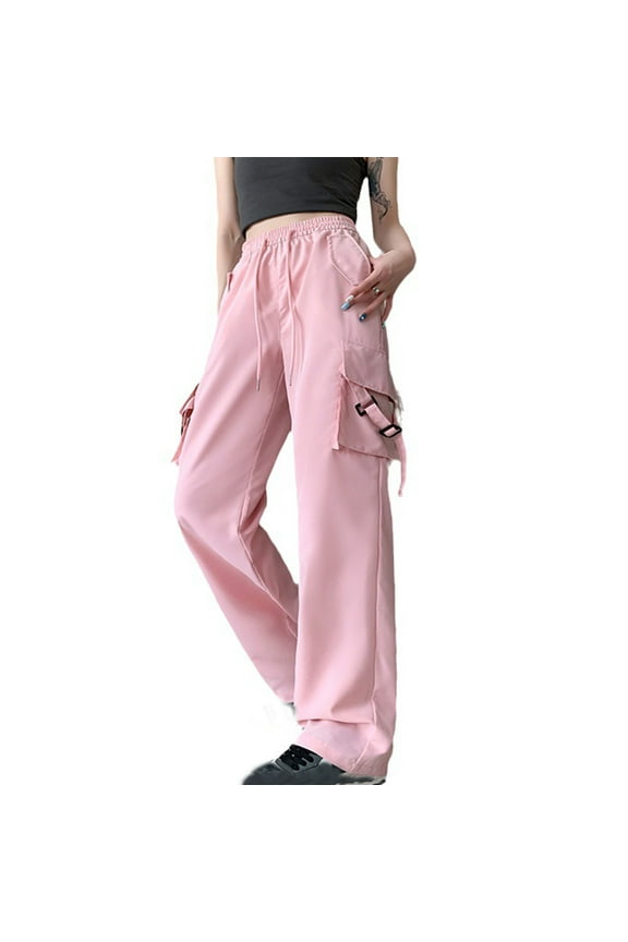 Cargo Pants for Women with Multi Pocket Drawstring Elastic Waist Casual Climbing Sports Workout Pants