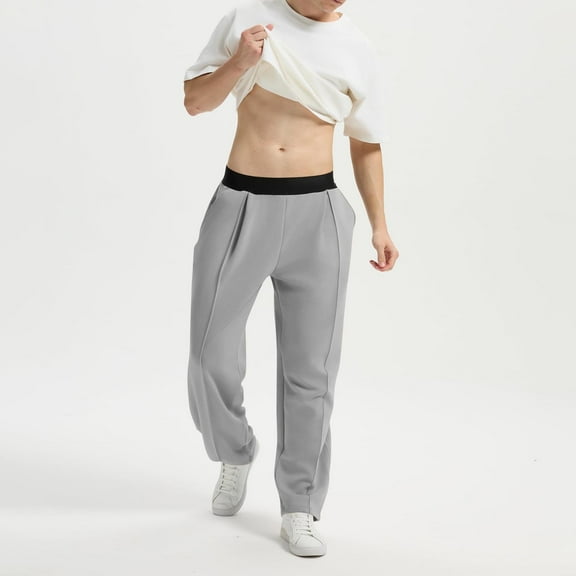BLCHUNen Casual Pants for Men Elastic Waist Loose Breathable Comfy Loungewear Leisure Fall Pajama Pants with Pockets