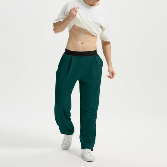 BLCHUNen Casual Pants for Men Elastic Waist Loose Breathable Comfy Loungewear Leisure Fall Pajama Pants with Pockets
