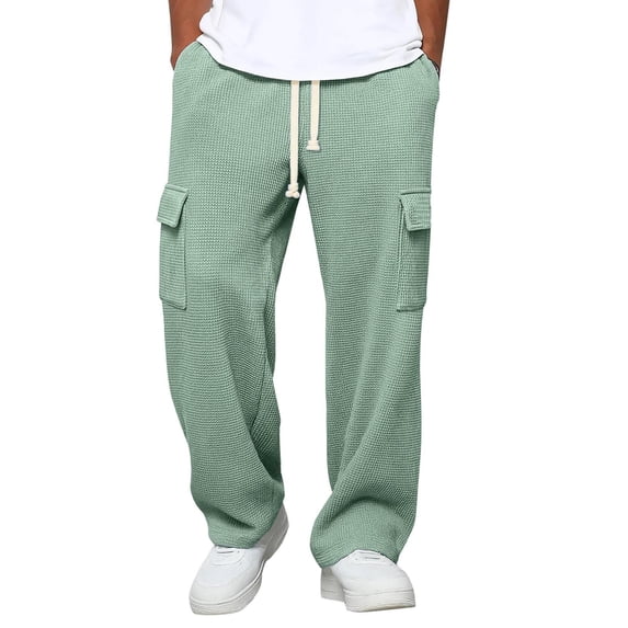 BLCHUNen Casual Pants for Men Elatic Waist Drawstring Summer Casual Street Fashion Daily Wear Cargo Sweatpants