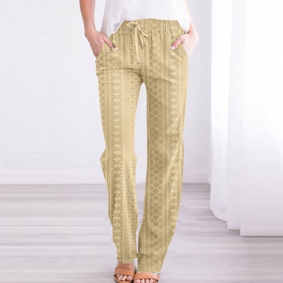 BLCHUNen Casual Pants for Women Drawstring Elastic Waist Lightweight Casual Loose Breathable Workout Pants with Pockets