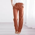 thumbnail image 1 of BLCHUNen Casual Pants for Women Lightweight Drawstring Elastic Waist Straight Leg Sports Workout Pants with Pockets, 1 of 4