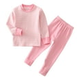 thumbnail image 1 of BLCHUNen Clothes for Girls Boys Contrast Crewneck Striped Tops Casual Elastic High Waist Pants Loungewear Outfits,2-3 Years,Pink, 1 of 3