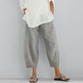 thumbnail image 1 of BLCHUNen Cropped Pants for Women Casual Cotton Linen Lightweight Elastic Waist Breathable Summer Beach Pants, 1 of 7