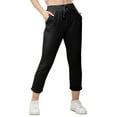 thumbnail image 1 of BLCHUNen Cropped Pants for Women Drawstring Elastic Waist Casual Lightweight Sports Workout Joggers Sweatpants with Pockets, 1 of 7