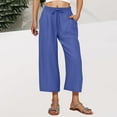 thumbnail image 1 of BLCHUNen Cropped Pants for Women Lightweight Loose Breathable Drawstring Elastic Waist Casual Outdoor Beach Summer Pants, 1 of 6