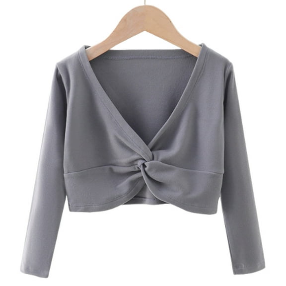 BLCHUNen Cropped Tops for Girls Lightweight Pullover Casual Cardigan Long Sleeve Outwear Fall Tops for 3-15 Years
