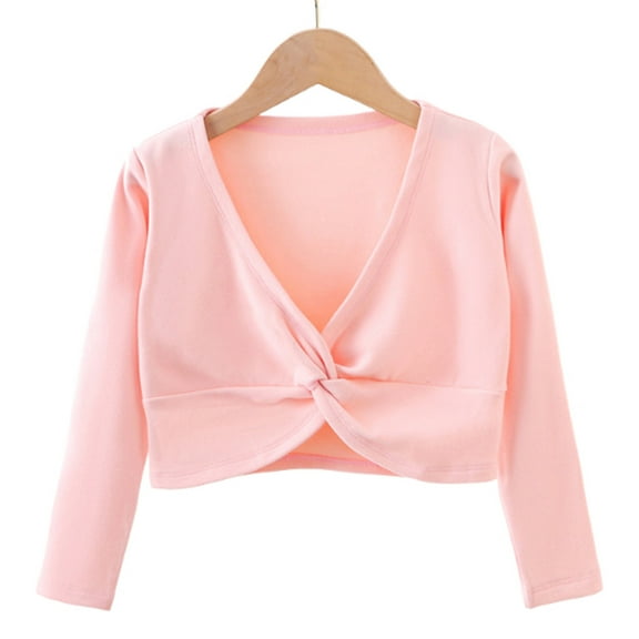 BLCHUNen Cropped Tops for Girls Lightweight Pullover Casual Cardigan Long Sleeve Outwear Fall Tops for 3-15 Years