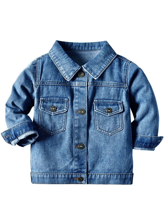 Denim Jackets for Boys Kids Button down Jackets Collared Long Sleeve Streetwear Outerwear with Pockets,Light Blue