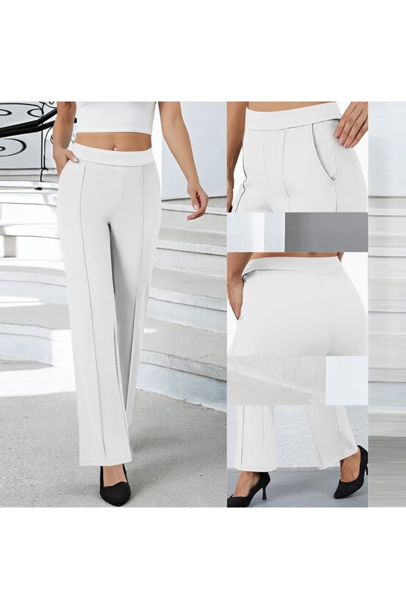 Dress Pants for Women Lightweight Casual Loose Comfy Elastic Waist Office Business Work Pants with Pockets