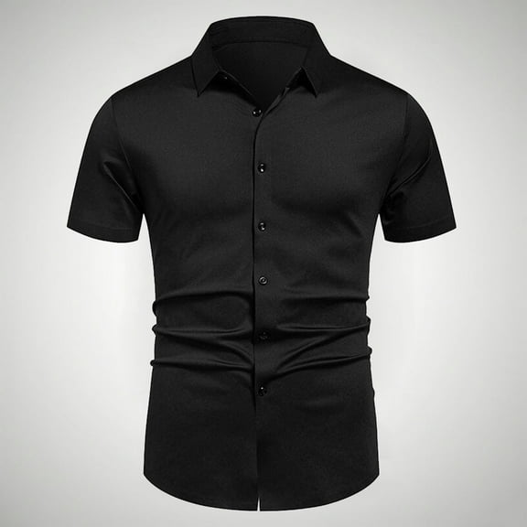 BLCHUNen Dress Shirts for Men Casual Button Casual Trundown Collar Breathable Summer Going out Office Business Formal Work Tops