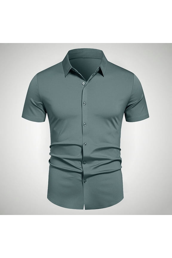 Dress Shirts for Men Casual Button Casual Trundown Collar Breathable Summer Going out Office Business Formal Work Tops