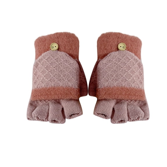 BLCHUNen Fingerless Gloves for Women Color Block Warm Knitted Convertible Top Mittens for Cold Weathe,Onesize,Pink