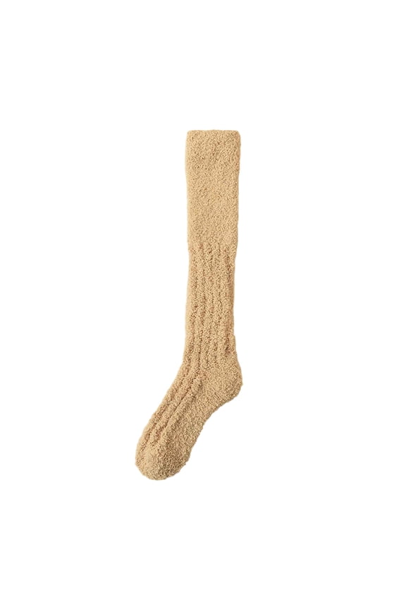 Fuzzy Socks for Women Warm Slipper Socks Winter Knee-High Casual Comfortable Solid Color Thick Socks,Onesize,Gold