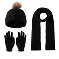 thumbnail image 1 of BLCHUNen Girls Hats Scarf Gloves Sets Solid Color Knitted Hats Full Finger Gloves Kids Fall Winter Warm Hats Outfits,Black, 1 of 5