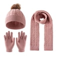 thumbnail image 1 of BLCHUNen Girls Hats Scarf Gloves Sets Solid Color Knitted Hats Full Finger Gloves Kids Fall Winter Warm Hats Outfits,Watermelon Red, 1 of 5