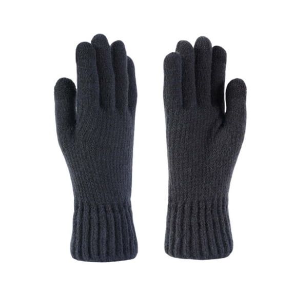 BLCHUNen Gloves for Men Full Finger Casual Winter Gloves Knitted Shorts Cuff Solid Color Warm Thickened Gloves,Onesize,Dark Gray