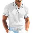 thumbnail image 1 of BLCHUNen Golf Shirts for Men Ribbed Short Sleeve Muscle Button Turndown Collar Wicking Running Workout Summer Tops, 1 of 6