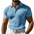 thumbnail image 1 of BLCHUNen Golf Shirts for Men Short Sleeve Slim Fitted Button Turndown Collar Pullover Breathable Sports Workout Tops, 1 of 8
