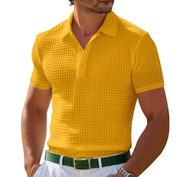 BLCHUNen Golf Shirts for Men Short Sleeve Slim Fitted Button Turndown Collar Pullover Breathable Sports Workout Tops