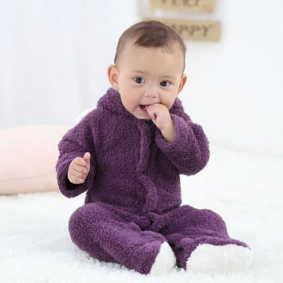 BLCHUNen Hoodies Rompers for Baby Fleece Button down Cardigan Lightweight Casual Home Sleep Nightwear Lounge Trendy Crawling Suits for 0-12 Months