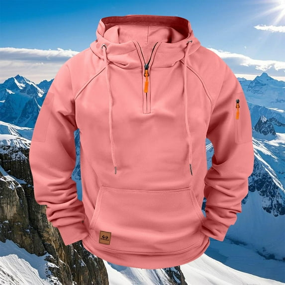 BLCHUNen Hoodies for Men Casual Button Drawstring Pullover 1/4 Zip Sweatshirts Leisure Fall Workout Long Sleeve Tops